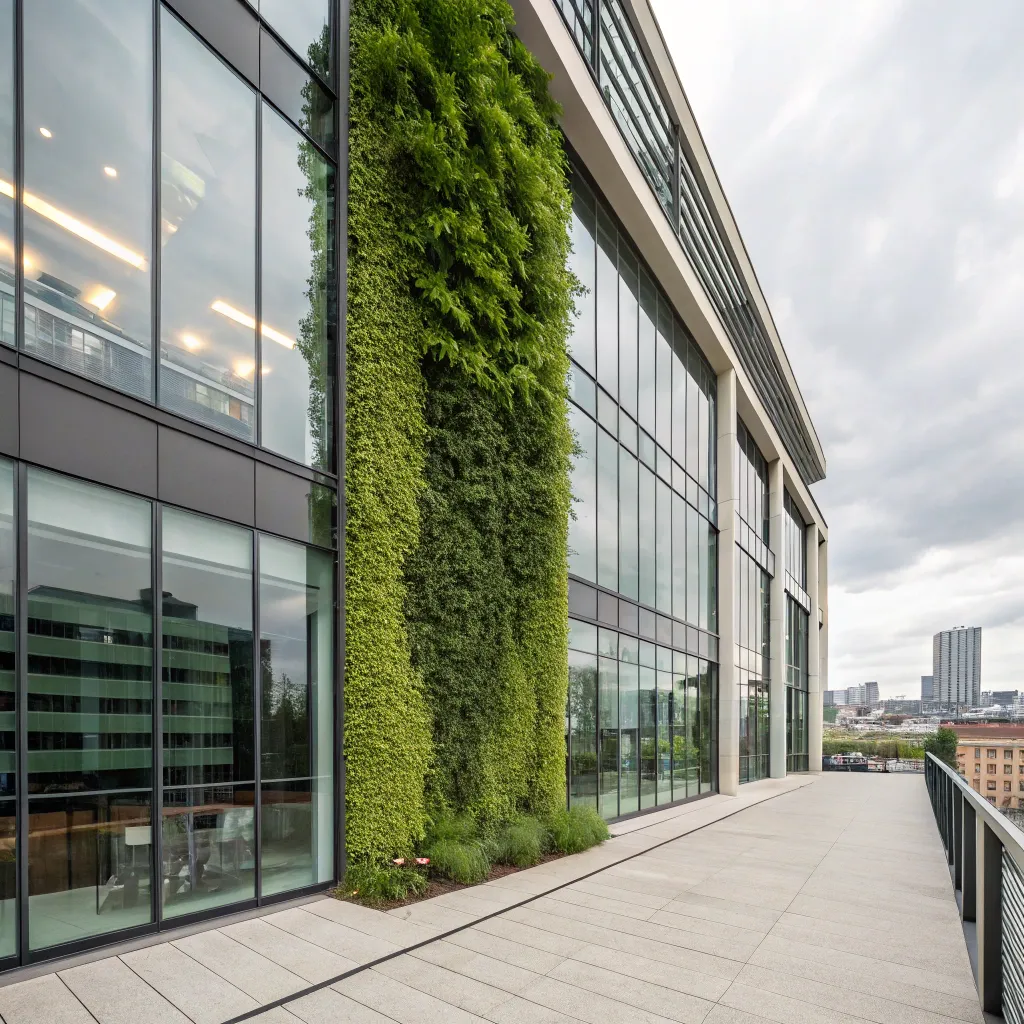 Office exterior with a vertical garden feature